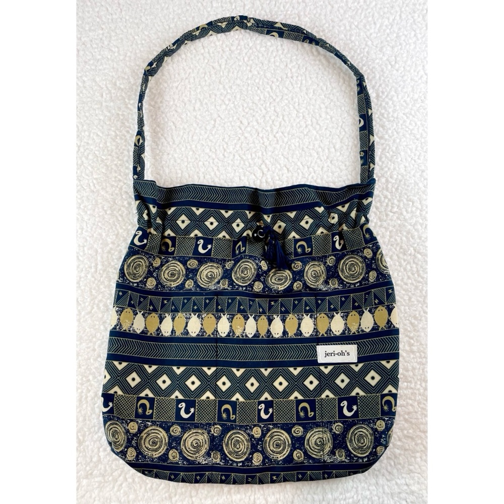 JERI-OH’S • Blue/Multi Nautical and Geometric Patterned Drawstring Tote Bag